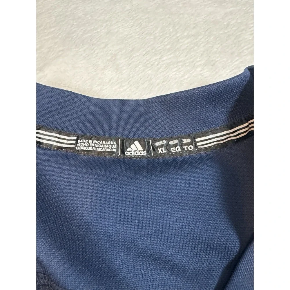 adidas Navy Blue Football Jersey with White and Gold Accents